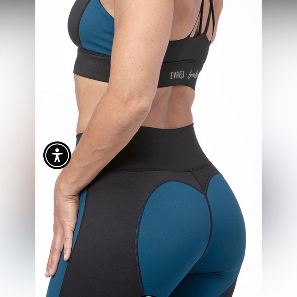 NEW Evree Bella legging blue black form flattering high waisted barbella heart
